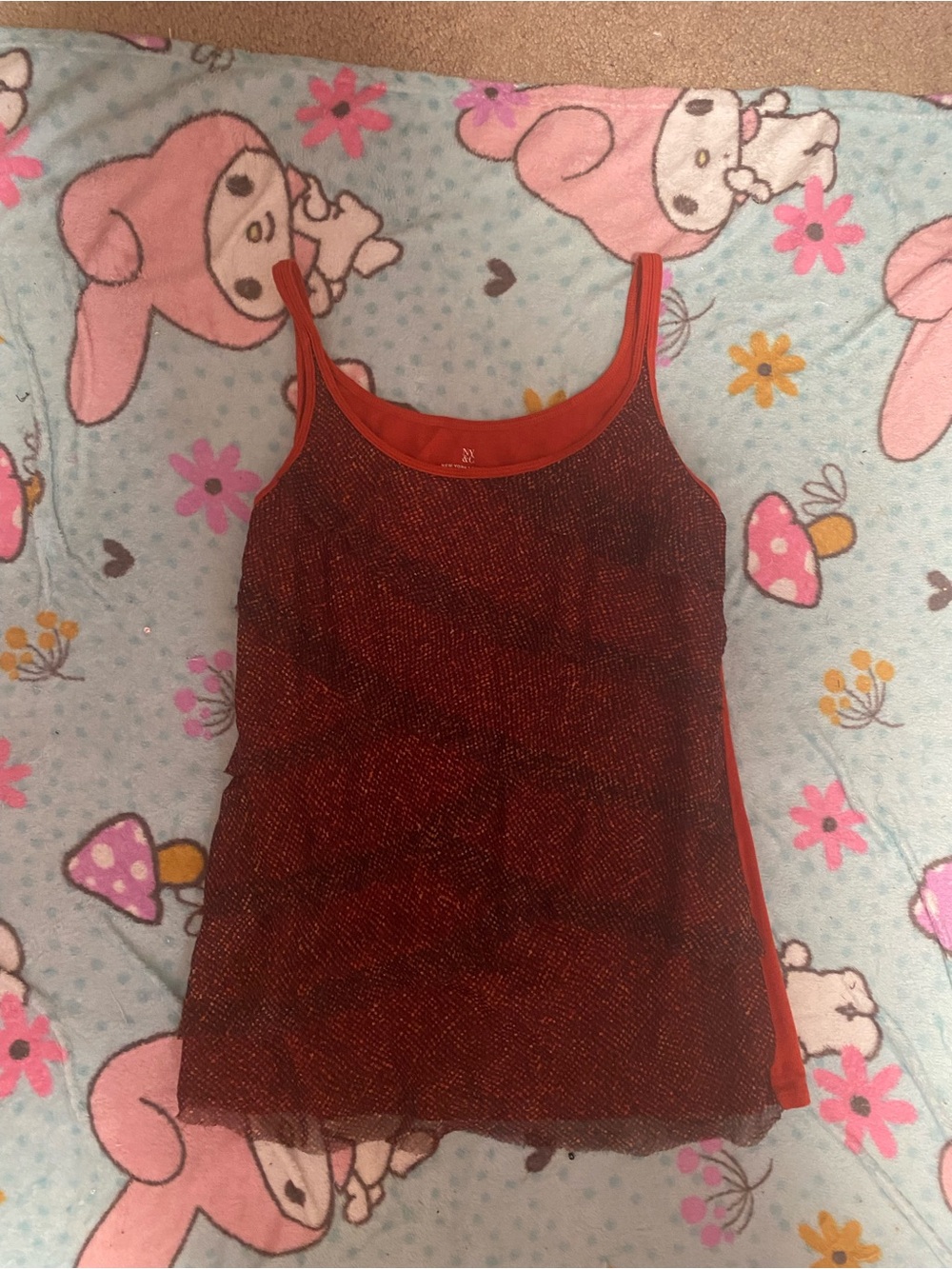 New York & Company Red and Black Layered Camisole